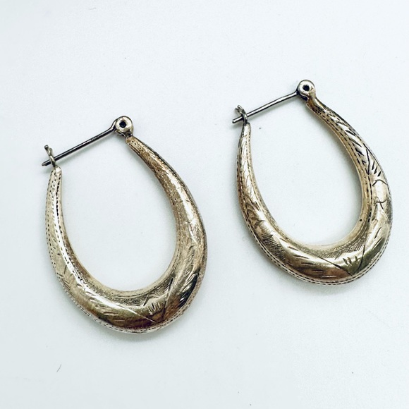 Vintage Silver Hoop Earrings - Picture 1 of 14
